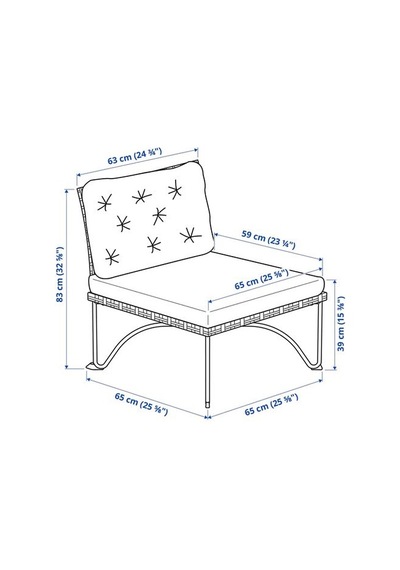 Ikea Jutholmen Tekli Bahçe Koltuğu, Koyu Gri, Oturma/sırt Minderi