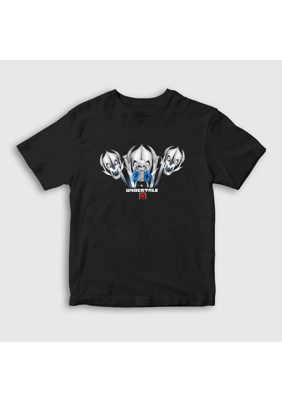 Presmono Unisex Çocuk Gaster Blasters Undertale T-shirt Siyah