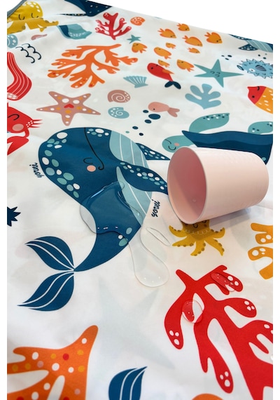 Yorni 145x180 CM Ocean, Sıvı Geçirmeyen Çok Amaçlı Aktivite Örtüsü Yer, Masa Ve Yatak İçin, Makinede Yıkanabilir