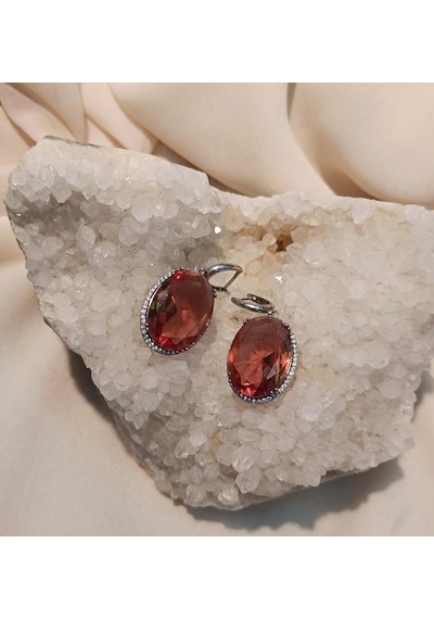 Küpe Zultanit Oval 925 Ayar Gümüş Renk Değiştiren Sultanit Sallanır Küpe Gümüş
