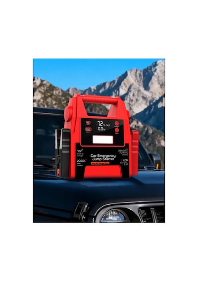 20000mah 12v Şarjlı Akü Takviye Cihazı 2000a Tepe Akım Lcd Ekranlı Led Işıklı Jump Starter Powerbank