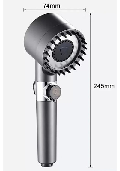Turbo Fan Pervaneli 5 Fonksiyonlu Duş Başlığı Su Tasarruflu El Tipi Yüksek Basınçlı Duş Başlığı Si Diğer