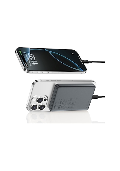 Recci Rp35 Pd 20w Led Göstergeli Hızlı Şarj Özellikli Wireless Powerbank 15w 10000mah Gri