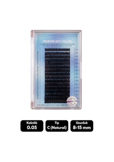 Misyul 0.05c Natural Kıvrım Mix Soft Eyelash Doğal İpek Kirpik 8-15 Mm 16'lı