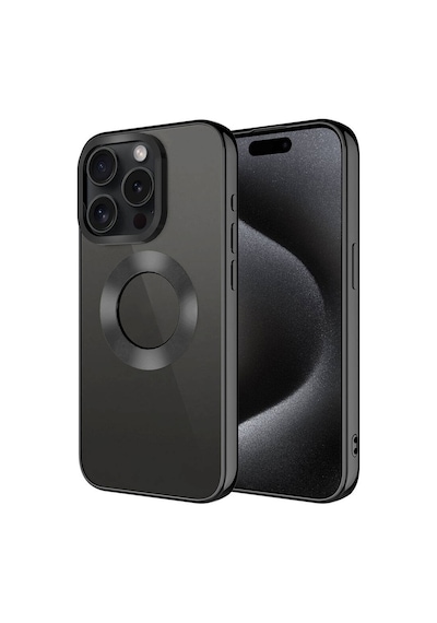 Apple Uyumlu iPhone  15 Pro Max Kılıf Tek Kamera Çerçeveli Logo Gösteren Omega Kılıf