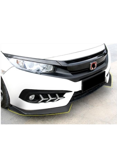 Honda Civic Fc5 Uyumlu Ön Tampon Flap Lip Piano Black 2016+