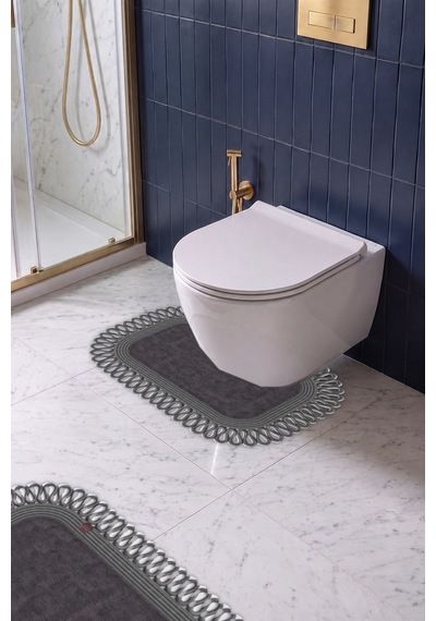 Banyo Paspası Takımı 70x110+50x70 Cm Dış Trikot Antrasit Gri & Antrasit
