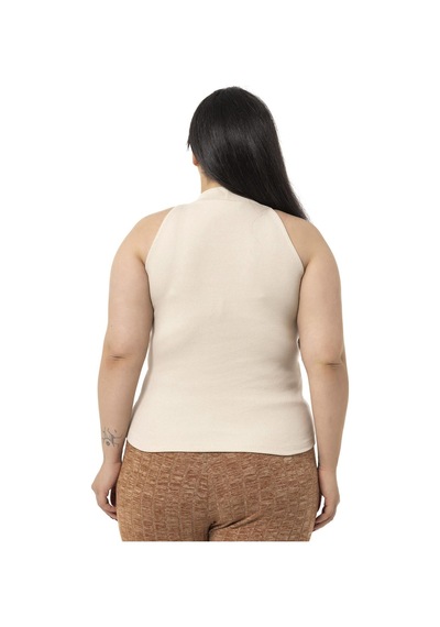 Disentis Büyük Beden Halter Yaka Yarım Balıkçı Fitilli Kaşkorse Bej Body-bej Bej