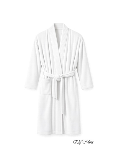 Kimono Yaka Unisex Tek Kişilik Pamuklu Banyo Bornozu Comfort Beyaz