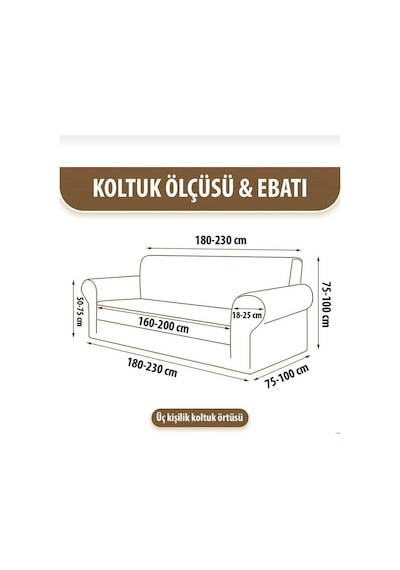 Likrali Koltuk, Kanepe, Çekyat Örtüsü 3 Kişilik Koltuk Örtüsü Lastikli, Pitikare Desen Antrasit - 262441278 Antrasit