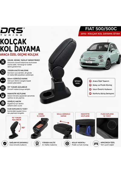 Fiat 500 / 500c 2016 - Kolçak Kol Dayama Siyah
