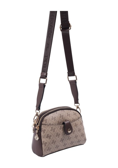 Silver Polo Sp1144 Kadın Çapraz Çanta Monogram Koyu Bej-kahve