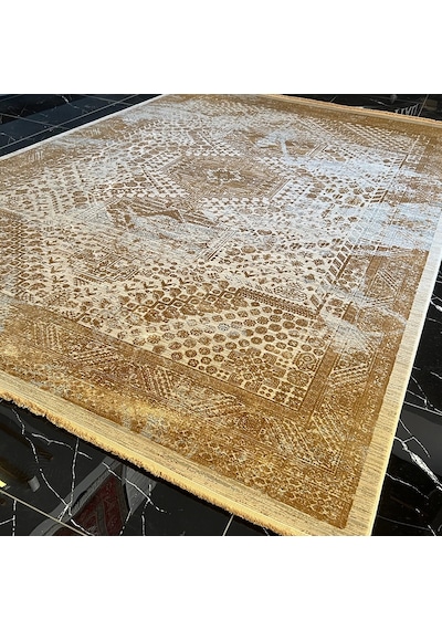 Elexus Halı Diamond 3846 Gri Gold Modern Salon Halısı Gri Gold