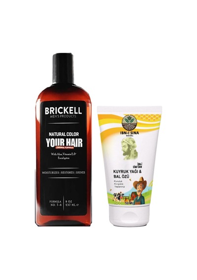 Brickell Saç Sakal Ton Şampuanı + İbn-i Sina Kuyruk Yağlı Bal Özlü Bay Bayan Yüzkremi 50ml