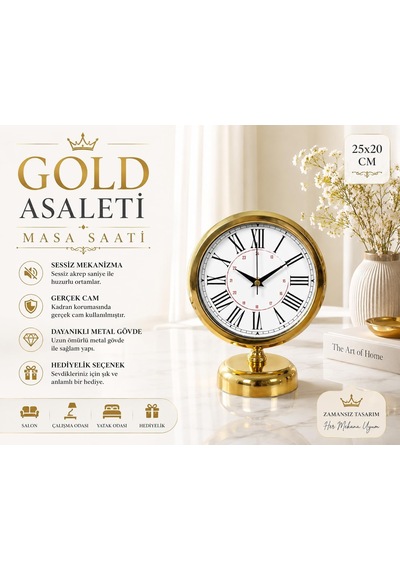 Tr Gold Asaleti Roma 25 X 20 Cm Metal Masa Saati Genel