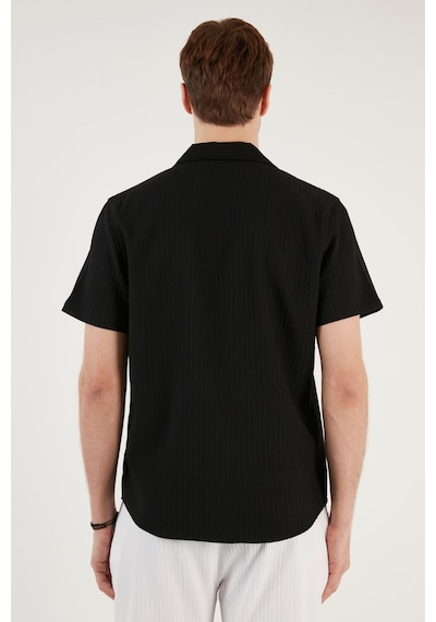 Buratti Apaş Yaka Kısa Kollu Regular Fit Erkek Gömlek Cf24S117842 Siyah