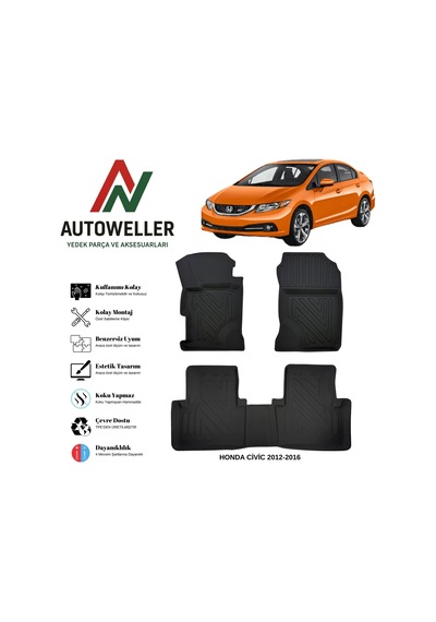 Honda Civic 2012-2016 Havuzlu Oto Paspas Sedan