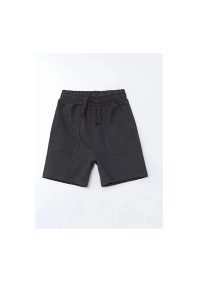 LC Waikiki Lcw Kids Antrasit Basic Beli Lastikli Pamuklu Erkek Çocuk Şort Anthracıte
