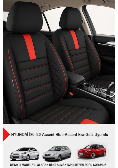 Gm Design Oniks Tay Tüyü Oto Koltuk Kılıfı - Hyundai İ20-i30-accent-blue-era-getz İle Uyumlu Kırmızı