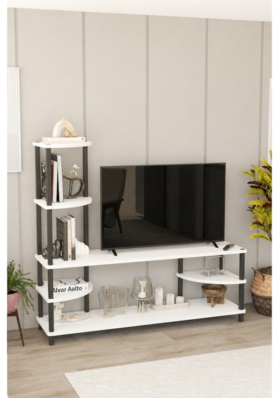 Neoline 120 Cm Tv Ünitesi Çok Raflı Modern Tv Sehpası - Beyaz Beyaz