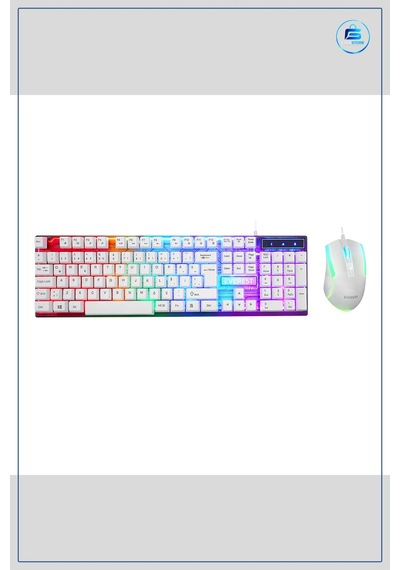 Kablolu Usb Oyuncu Klavye Mouse Seti Beyaz Rgb Işıklı Mekanik His Optik