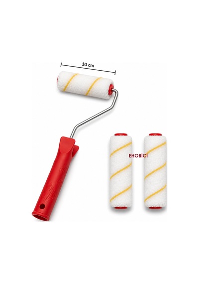 Parmak Rulo Fırça 10cm +2 Yedekli Saten Rulo Fırça