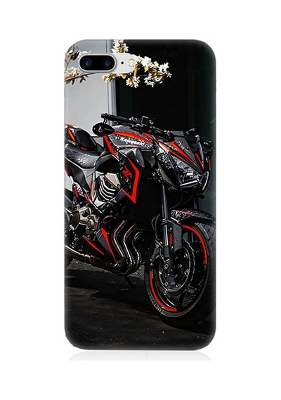 Apple Uyumlu iPhone   7 Plus Siyah Motolet Desenli Silikon Kılıf