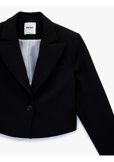 Koton Regular Fit Uzun Kollu Crop Blazer Ceket Siyah 6sak50056uw Siyah
