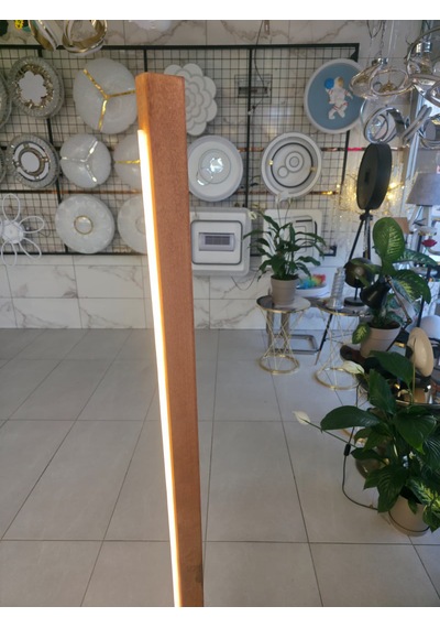 Modern Ahşap Led Lambader Kumandalı 3 Renk El Yapımı 145 Cm Meşe