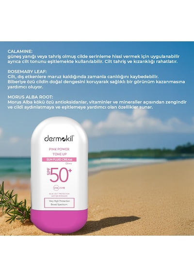 Dermokil Pink Tone-up Fluid Sun Cream Spf 50+ Pembe Ton Eşitleyici Fluid Güneş Koruyucu 60 Ml