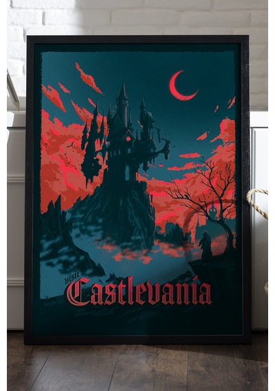 Castlevania Siyah Ahşap Çerçeveli Poster, Dekoratif Oyun Duvar Tablosu