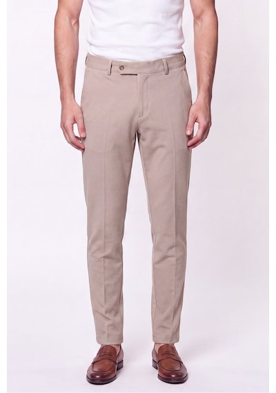 Comfort Fit Rahat Kalıp Yan Cep Pamuklu Dokulu Bej Pantolon P 1219