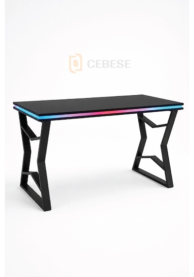 Bilgisayar Masası + Rgb Led 140 77 65 Cm Kumandalı Ve Telefon Kontrollü Siyah