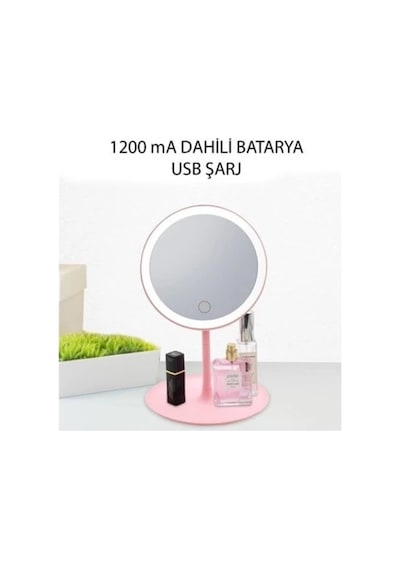 Dokunmatik Parlaklık Ayarlı Makyaj Aynası Pembe