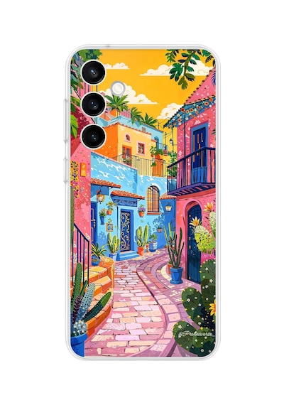 Samsung Galaxy S23 Fe Uyumlu Renkli Sanat Sokak Silikon Kılıf Baskılı Silikon Kılıf