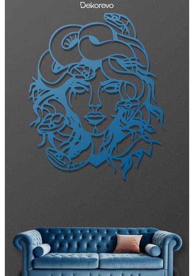 Medusa Metal Duvar Tablosu - Mavi - 21 X 30 Cm