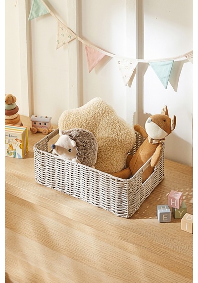 Ocean Home Textile Çocuk Odası Yıkanabilir Gri Pp Rattan Sepet 36 X 26 X 12 Cm