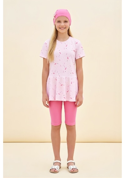 Modanino Kız Çocuk 3'lü Mayo Takımı Tunik Boy Üst+diz Boy Alt Ve Bone 7-16 Yaş 12601b Pembe Modanino Kız Çocuk 3'lü Mayo Takımı Tunik Boy Üst+diz Boy Alt Ve Bone 7-16 Yaş 12601b Pembe