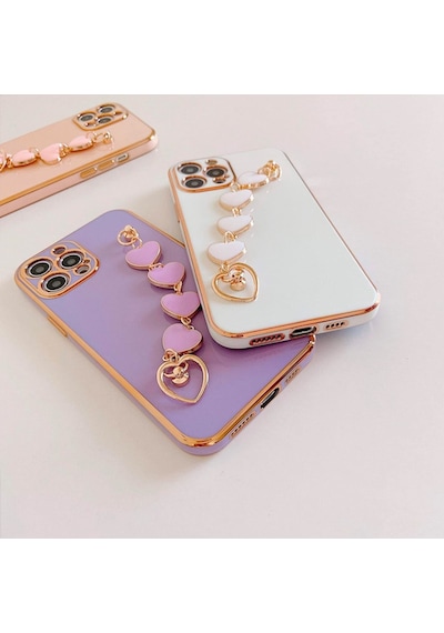 Ally Apple Uyumlu iPhone 12 Pro 6.1Inç Kilif Kalp Bileklik Tutuculu Lüx Silik 340967979