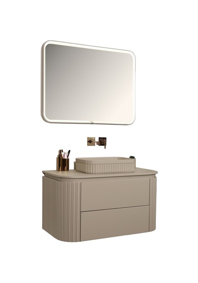 Kobos Gloria 100 Cm Banyo Dolabı Seti Beige Bej Kobos Gloria 100 Cm Banyo Dolabı Seti Beige Bej