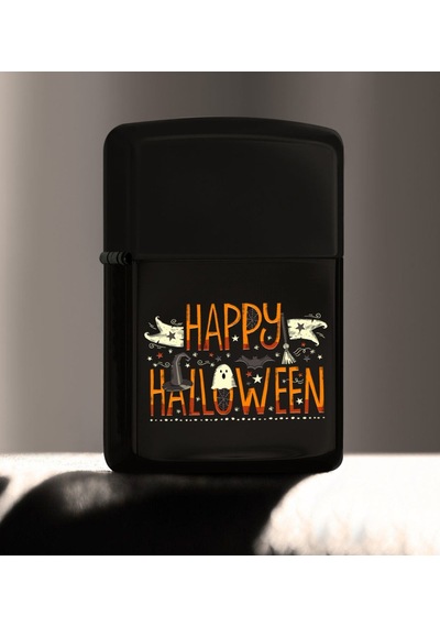Bk Gift Happy Halloween Tasarımlı Renkli Baskılı Siyah Benzinli M (514255401)