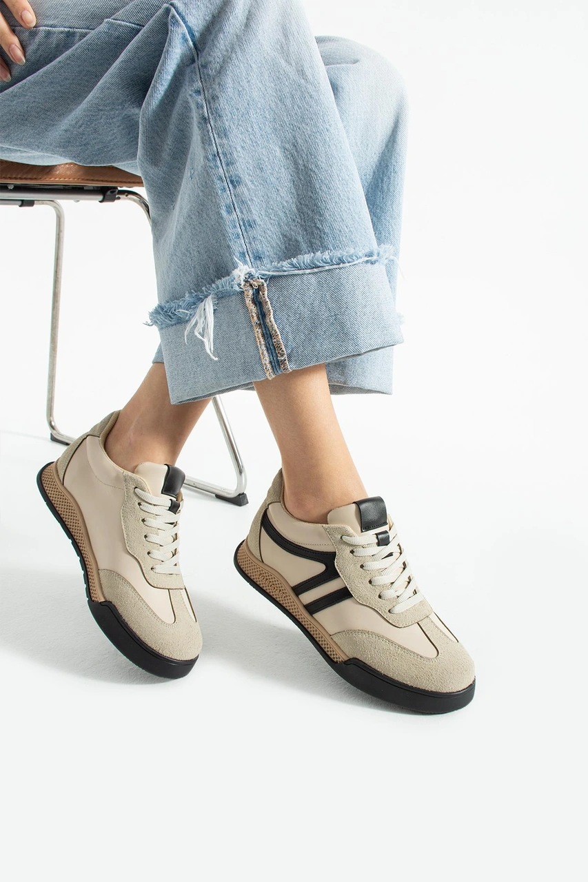 Tivana Kadın Sneaker Bağcıklı Spor Ayakkabı Tera - Bej Bej