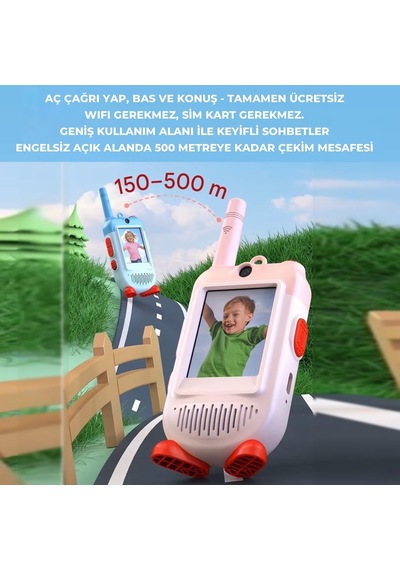 Çok Fonksiyonlu Görüntülü Çocuk Telsizi Walkie Talkie İnterkom İkili Paket