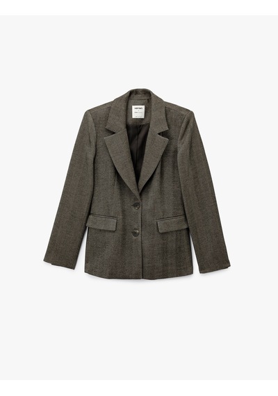 Koton Düğmeli Uzun Kollu Slim Fit Blazer Ceket Kahverengi Desenli 7wak50007ew