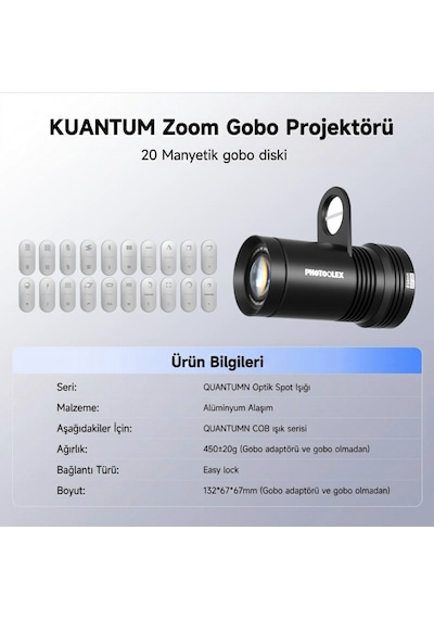 Photoolex Quantum Zoom Gobo Projektör Iıı Işık Efekti Aparatı - Ph-314-pl