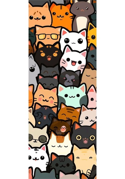 Çılgın Kediler Baskılı Araç Kapı Direk Kaplama Folyo Sticker 2'li Sağ&sol
