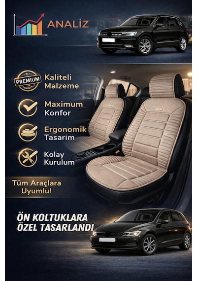 Renault Clio 1998 Ve Sonrası Clio 4 2012-2019 Uyumlu Vento Serisi Bej 2'li Minder Seti