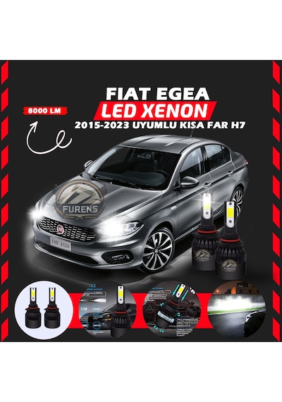 Fiat Egea 2015-2023 Kısa Far Uyumlu Şimşek Etkilii Led Xenon Light Series H7