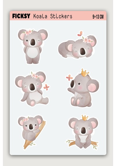 Sevimli Koala Sticker Seti - 6 Adet Etiket Çıkartma Diğer
