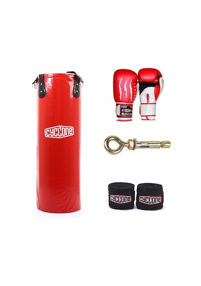 Cyclone 120x30 Boks Seti Dolu Kum Torbası Eldiven Ve Bandajı 10 Oz Siyah